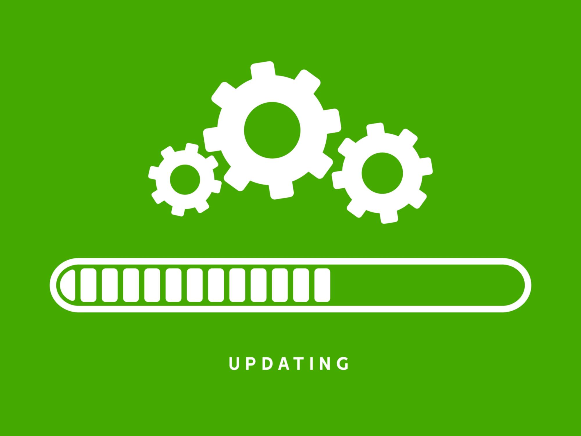 System software update or upgrade. Application loading process symbol web screen. Vector computer technology