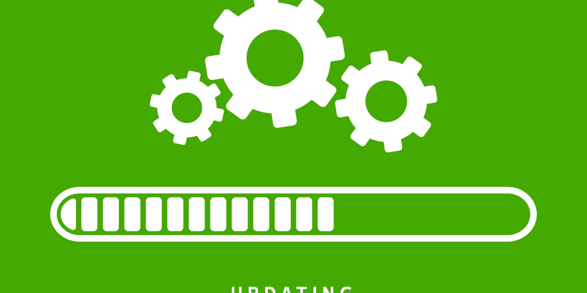 System software update or upgrade. Application loading process symbol web screen. Vector computer technology