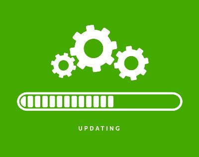 System software update or upgrade. Application loading process symbol web screen. Vector computer technology