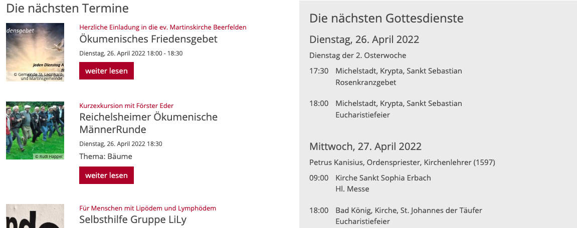 PR Odenwaldkreis Veranstaltungen und Gottesdienste (c) Bistum Mainz