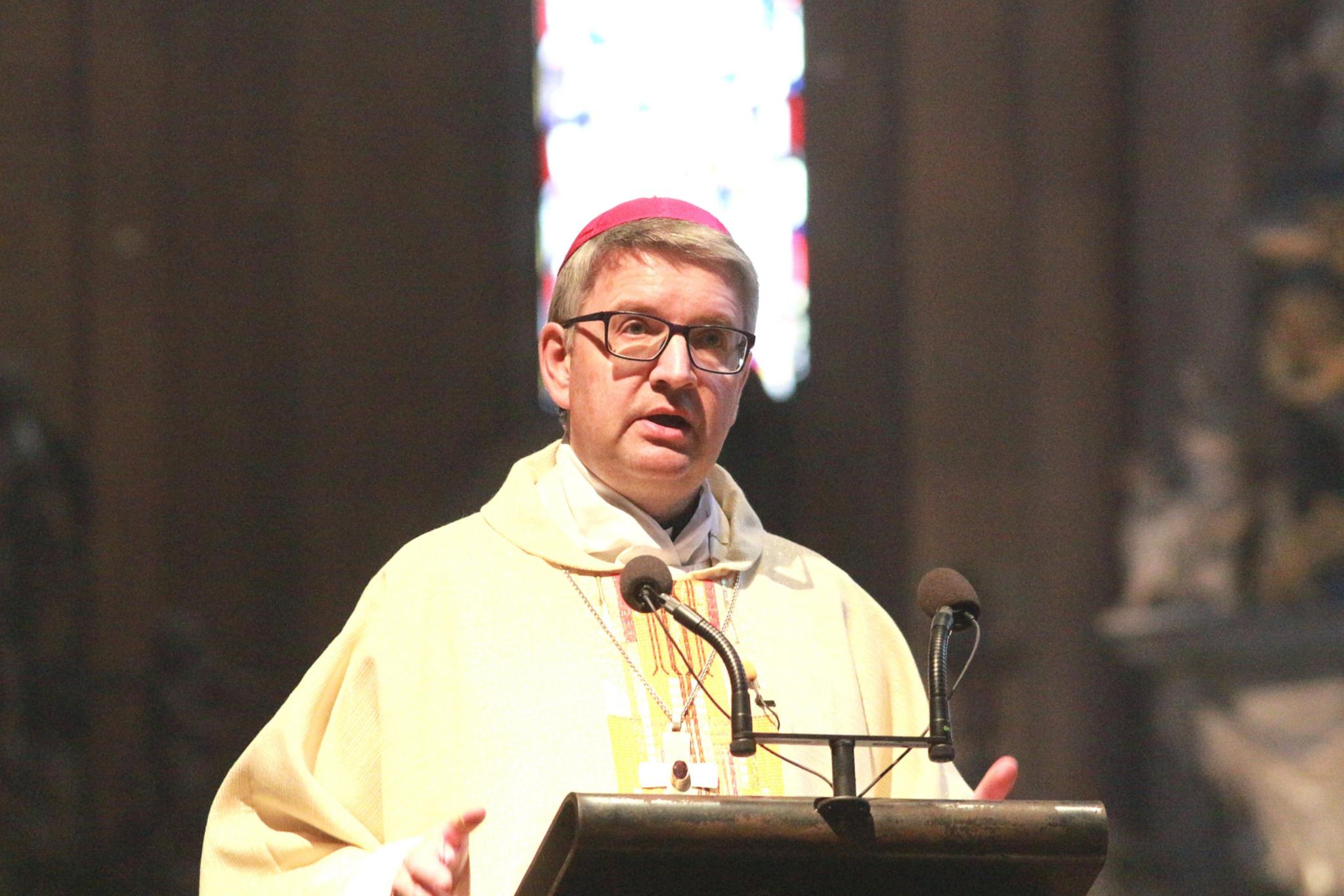 Mainz, 10. Mai 2019: Bischof Peter Kohlgraf bei seiner Predigt während des Gottesdienstes mit den Mitgliedern des ZdK im Mainzer Dom.