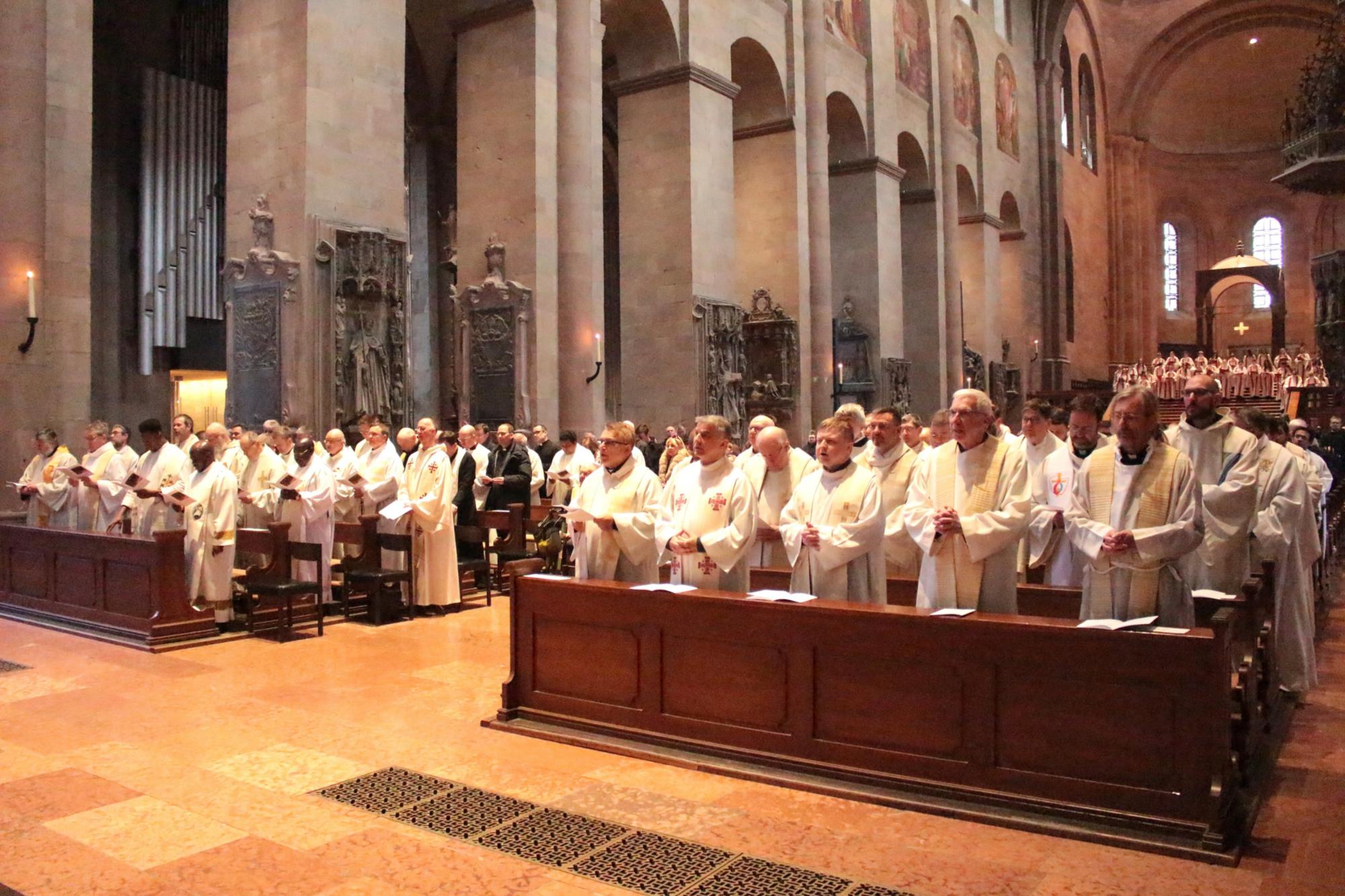 Mainz, 30. März 2026: in der Missa chrismatis im Mainzer Dom erneuerten die anwesenden Priester ihre Bereitschaftserklärung zum priesterlichen Dienst. (c) Bistum Mainz / Blum
