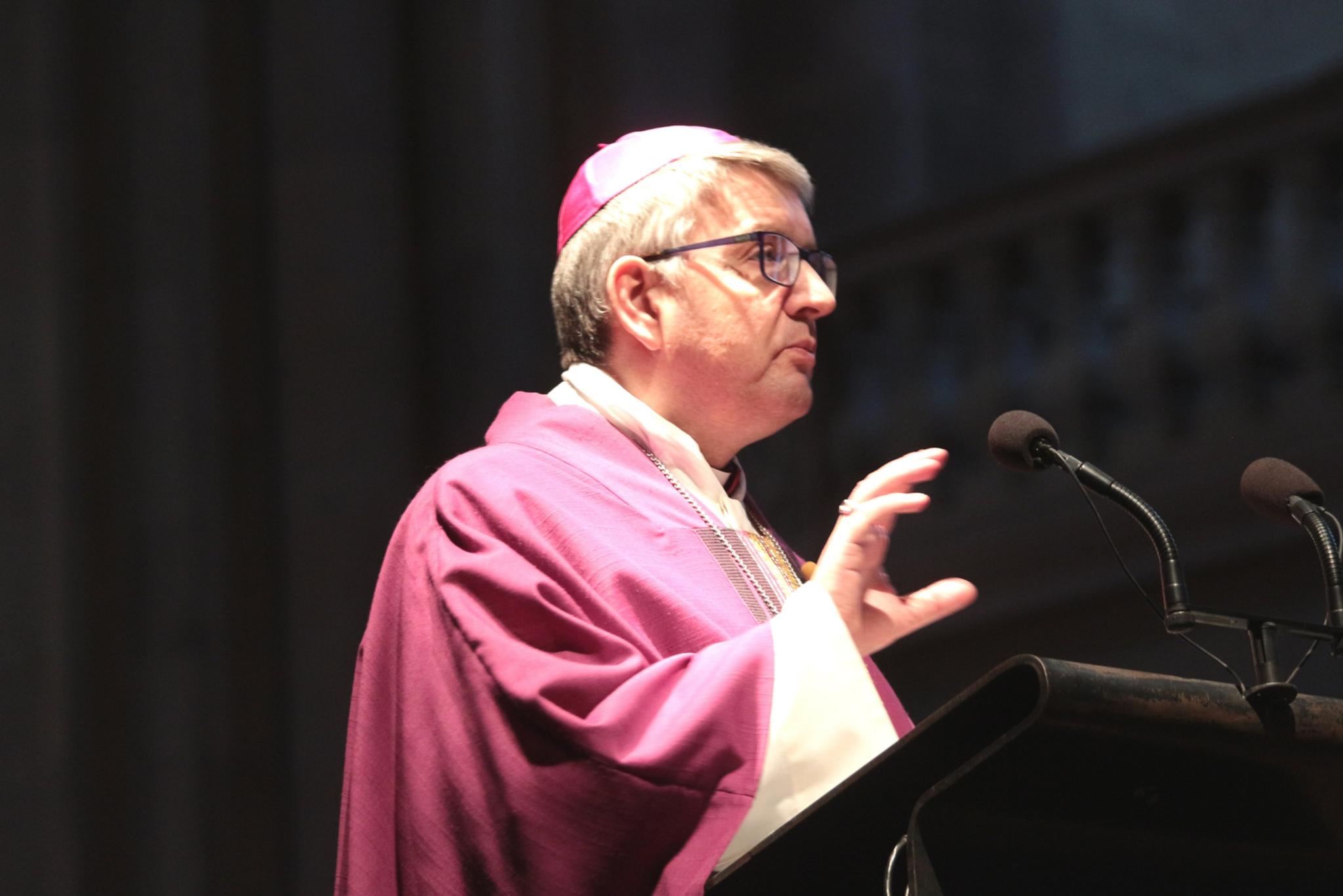 Mainz, 17. März 2019: Bischof Peter Kohlgraf bei seiner Predigt im Gottesdienst zum Jahresgedächtnis für Kardinal Karl Lehmann.
