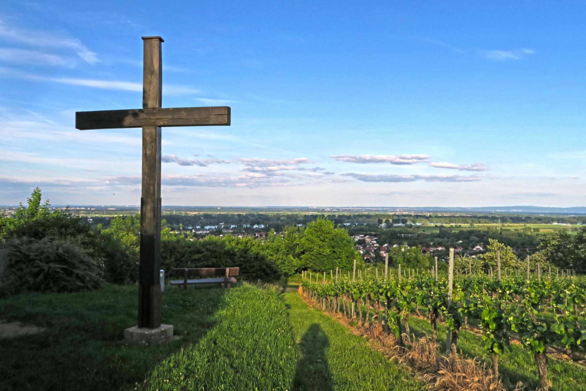 Zöllerkreuz mit Blick von der Laubenheimer Höhe, die auf dem Martinusweg liegt (c) Bistum Mainz/Barbara Nichtweiß