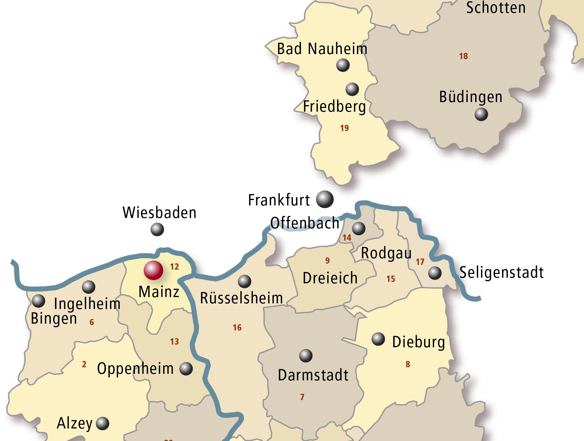 Bistumskarte Ausschnitt (c) Bistum Mainz