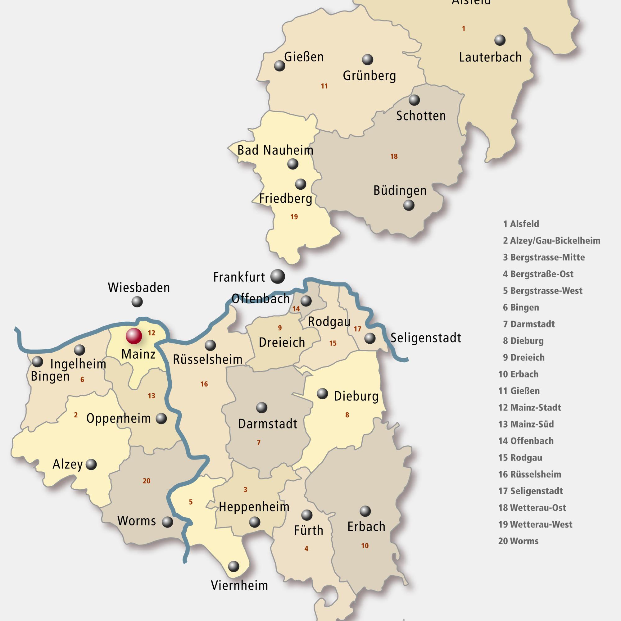 Das Bistum Mainz ist derzeit noch in 20 Dekanate gegliedert.