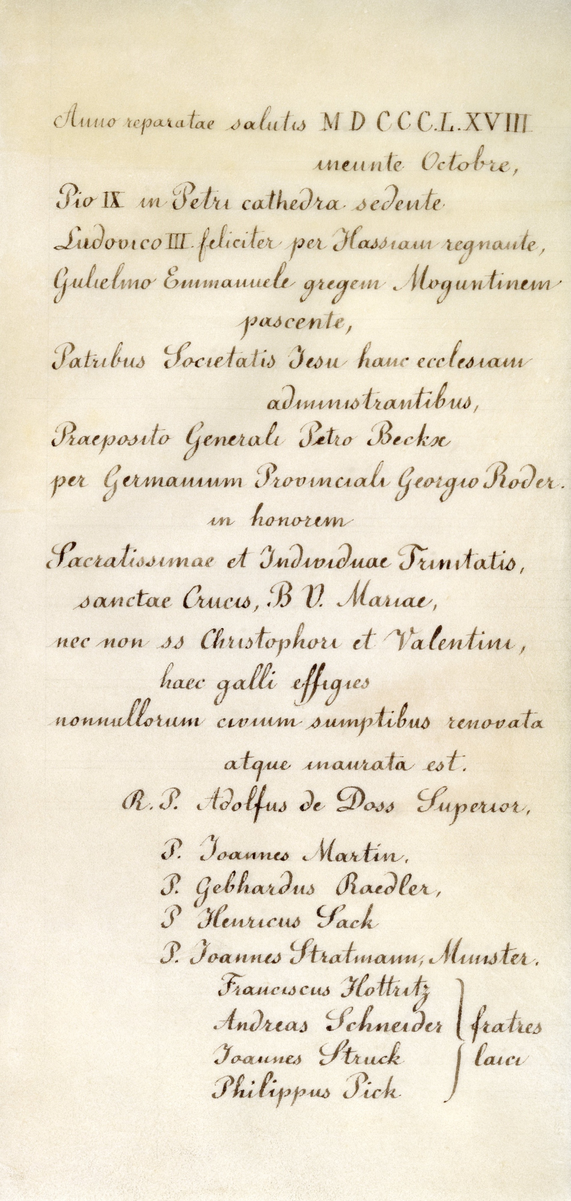 Eine der Urkunden aus der Zeitkapsel von Mainz-St. Christoph. (c) Dom- und Diözesanarchiv Mainz