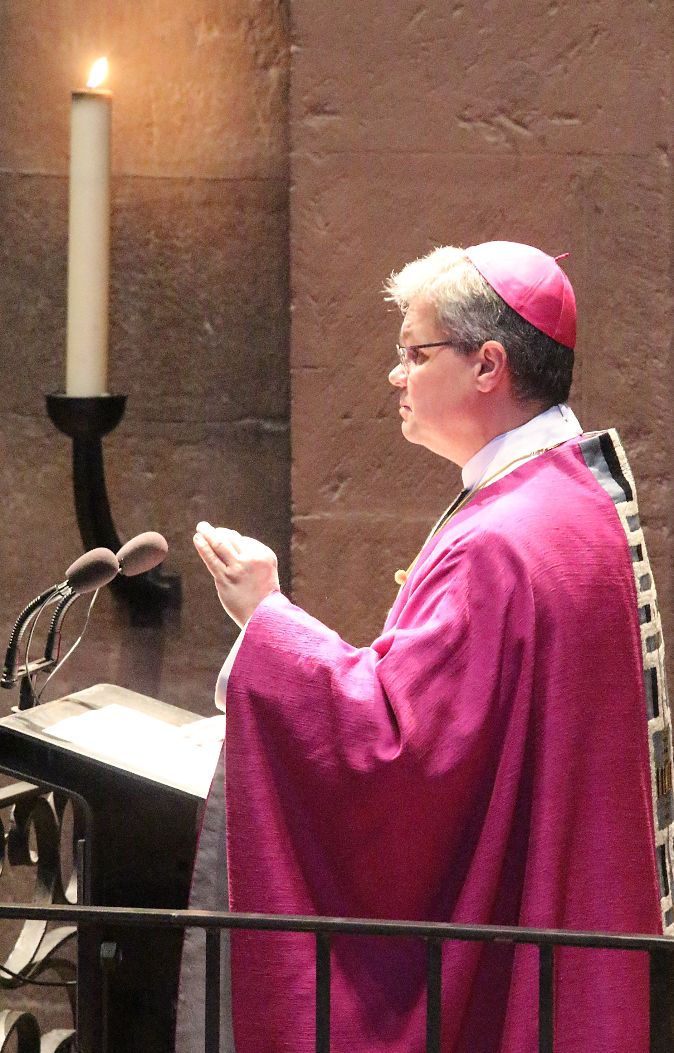 Erwachsenenfirmung 2016 Mainz, 20. Februar 2016: Weihbischof Bentz bei seiner Predigt beim Firmgottesdienst im Dom.