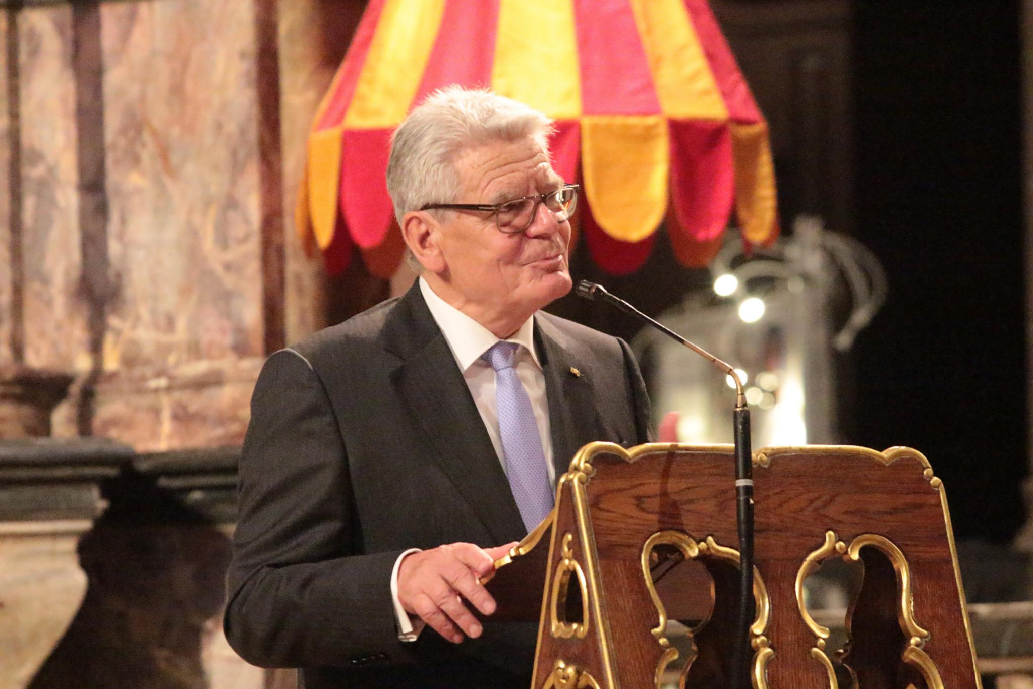 Worms, 9. Juni 2018: Joachim Gauck bei seiner Festrede zum Jubiläum '1000 Jahre Wormser Dom'.