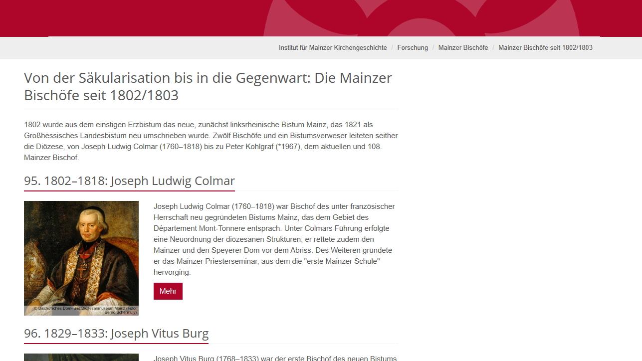 Das neue Online-Angebot des Instituts für Mainzer Kirchengeschichte.