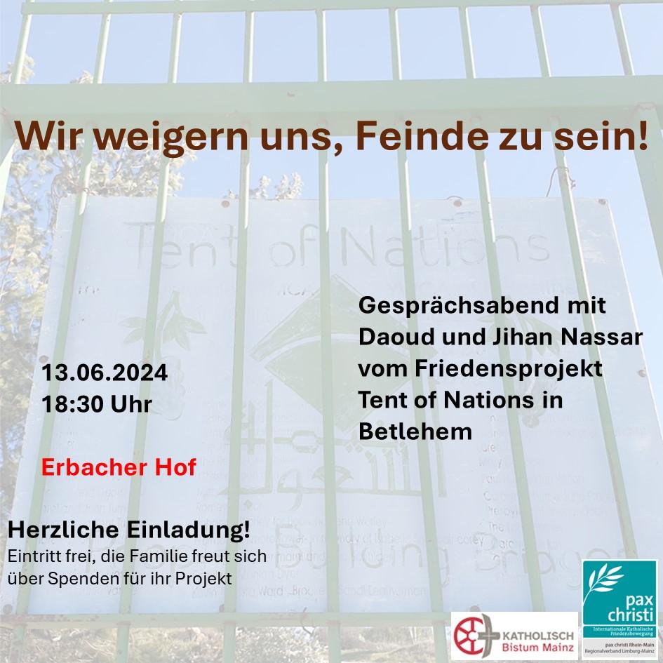 Ankündigung Veranstaltung Tent of Nations (c) Bistum Mainz