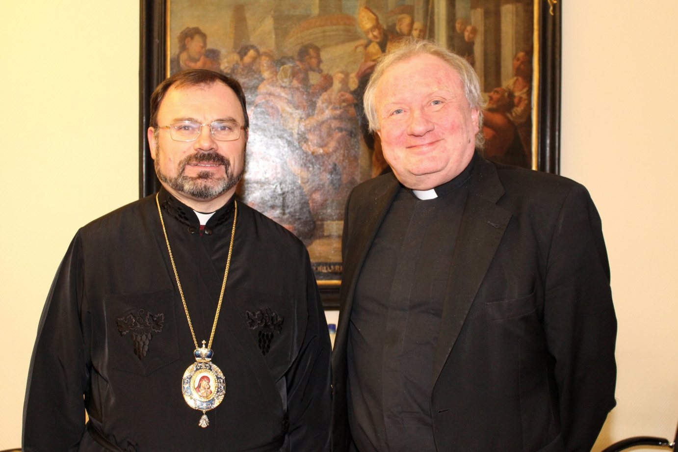 Mainz, 23. Januar 2014: Bischof Jaroslaw Pryriz (links) zu Besuch bei Generalvikar Dietmar Giebelmann. (c) Bistum Mainz / Blum