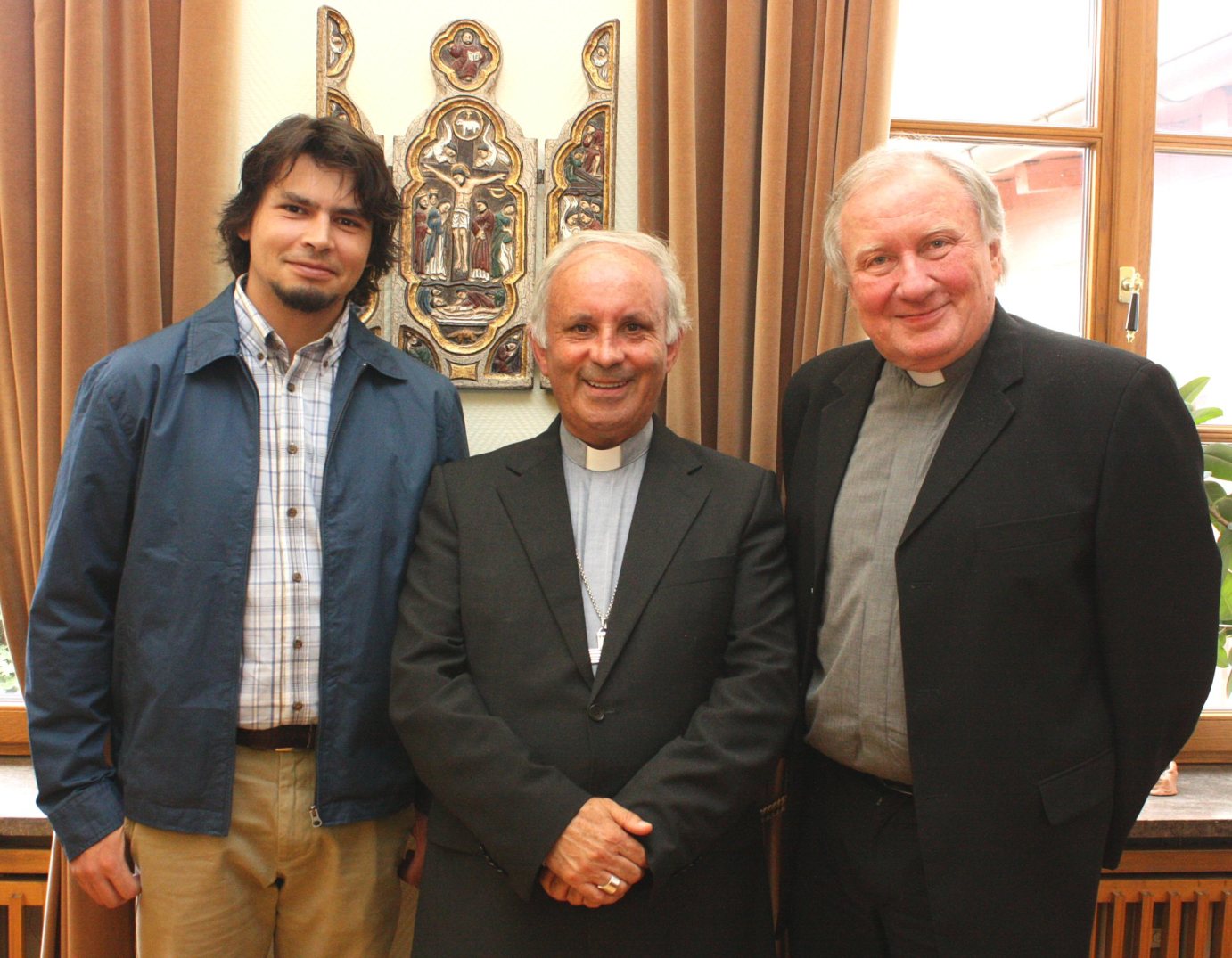 Mainz, 28. August 2012: (v.l.n.r.) Rui Jorge Coutinho de Melo Neves Barnabé, Bischof Antonio Francisco dos Santos und Generalvikar Dietmar Giebelmann. (c) Bistum Mainz / Blum