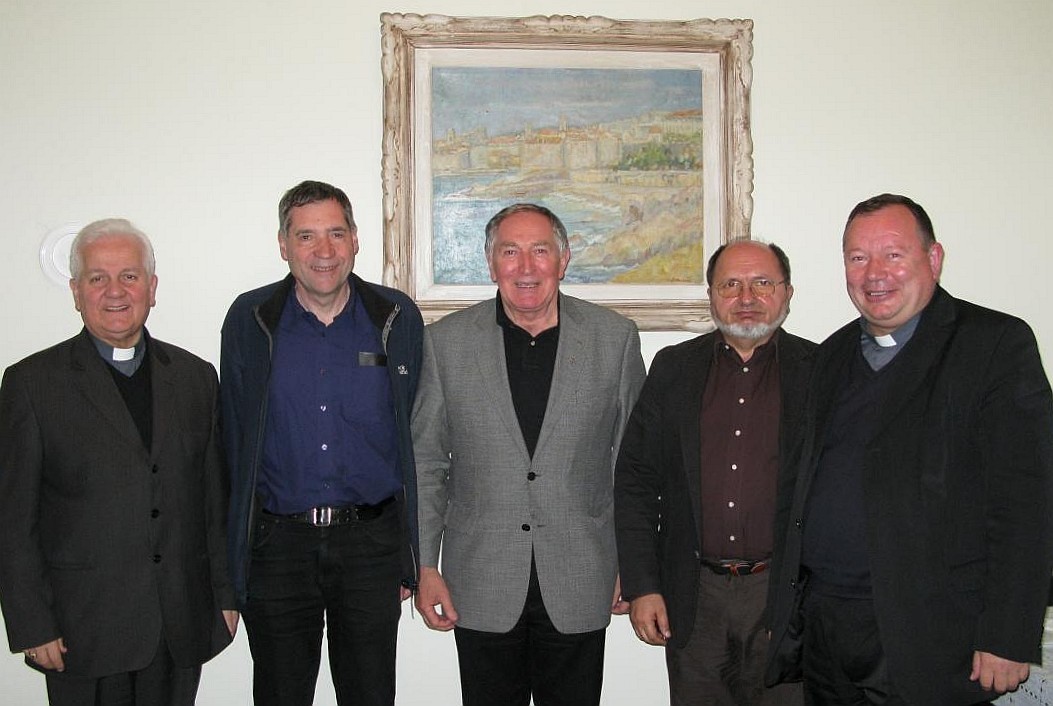 Banja Luka, 18.4.2011: Zu Besuch in Kroatien: Weihbischof Franjo Komarica, Bernd Krämer, P. Josip Bebic, Mato Valjan und Marko Semren (c) privat
