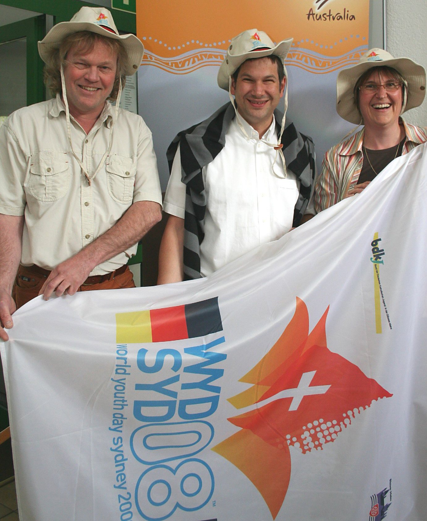 Mainz, 24.6.2008: Begleiten die Mainzer BDKJ-Gruppe nach Australien: (v.l.) Andreas Belz, Markus W. Konrad und Barbara Wolf-Gröninger (c) Bistum Mainz / Matschak