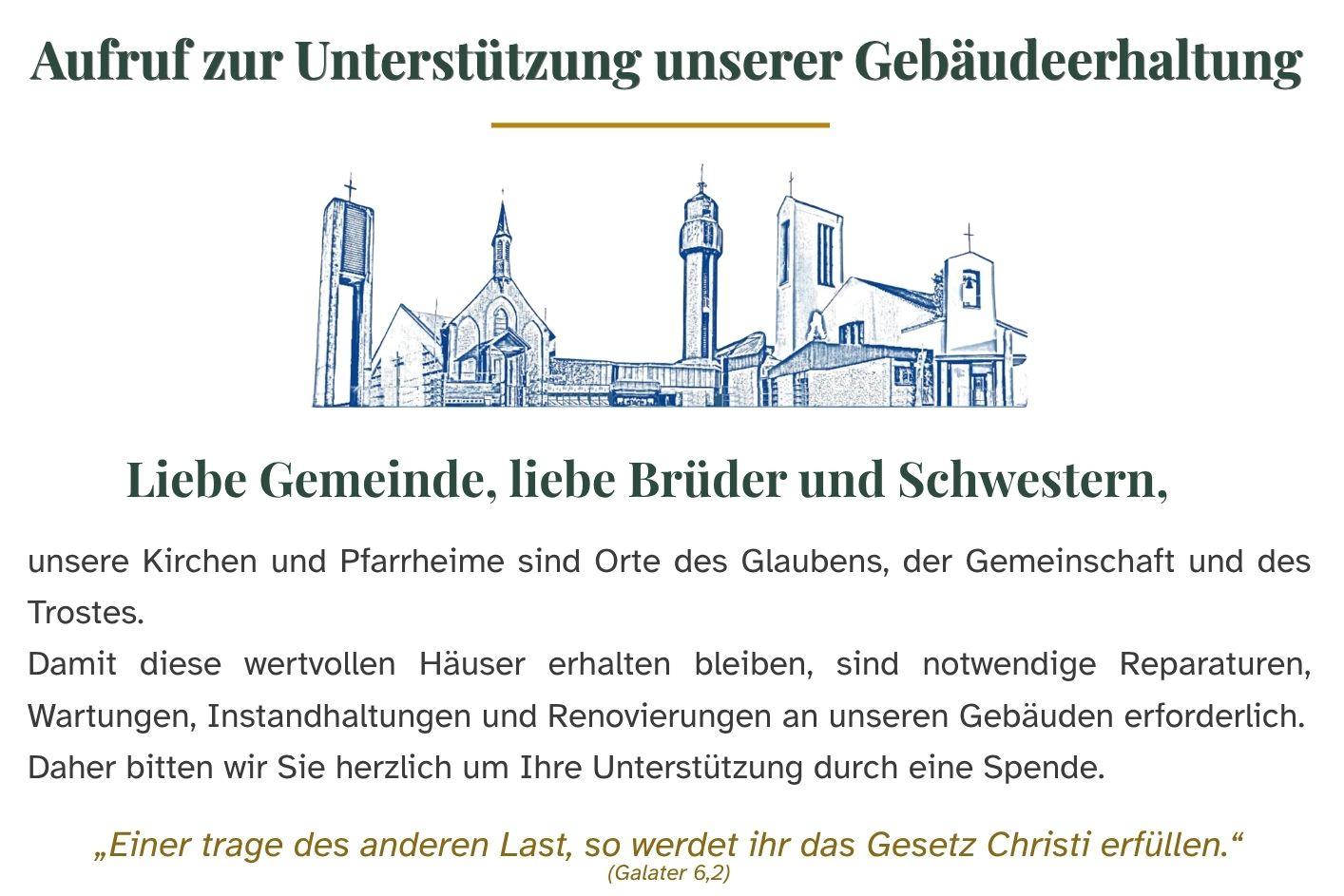 Aufruf zur Unterstützung unserer Kirche