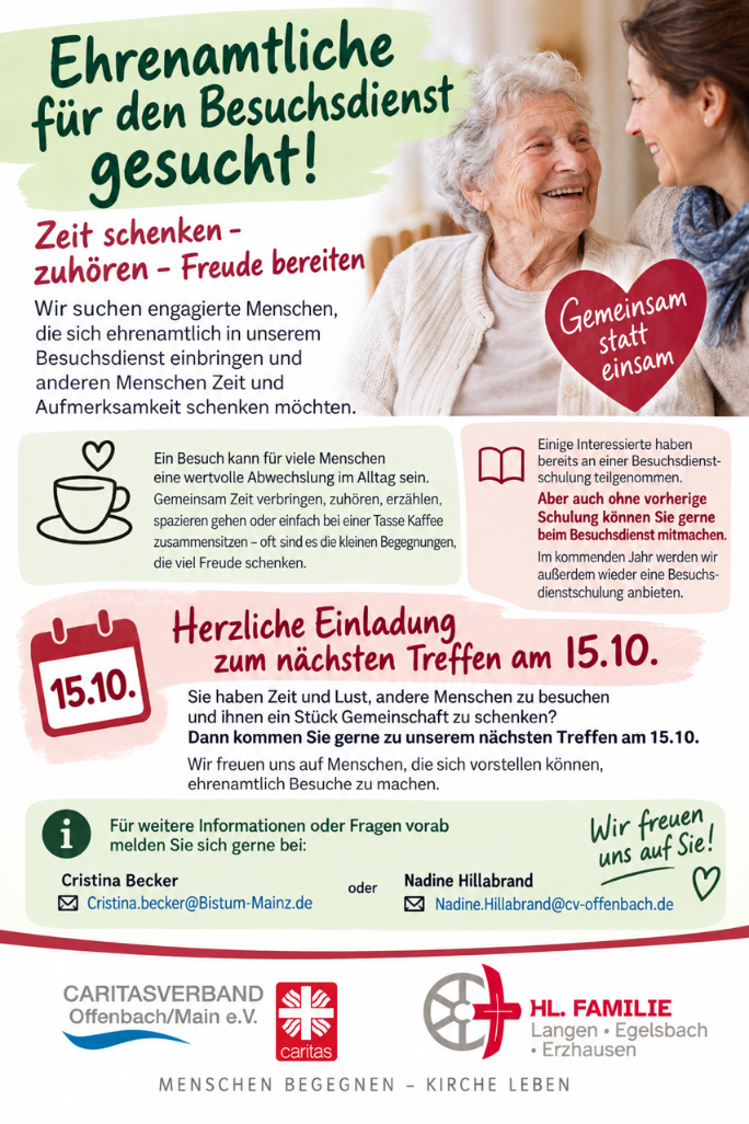 Ehrenamtliche für Besuchsdienst gesucht