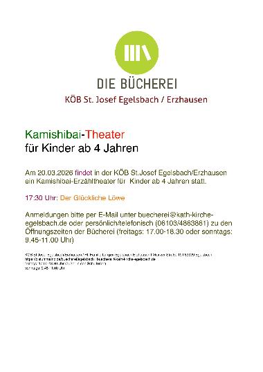 Einladung zum Kamishibai-Theater  _Der glückliche Löwe _ für Kinder ab 4 Jahren