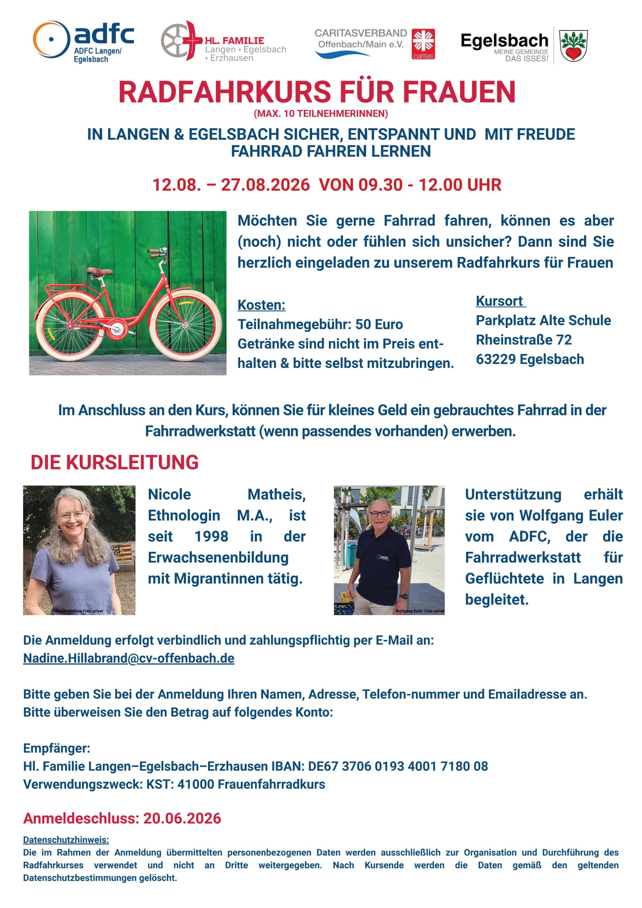 Fahrradkurs für Frauen Langen-Egelsbach 2026