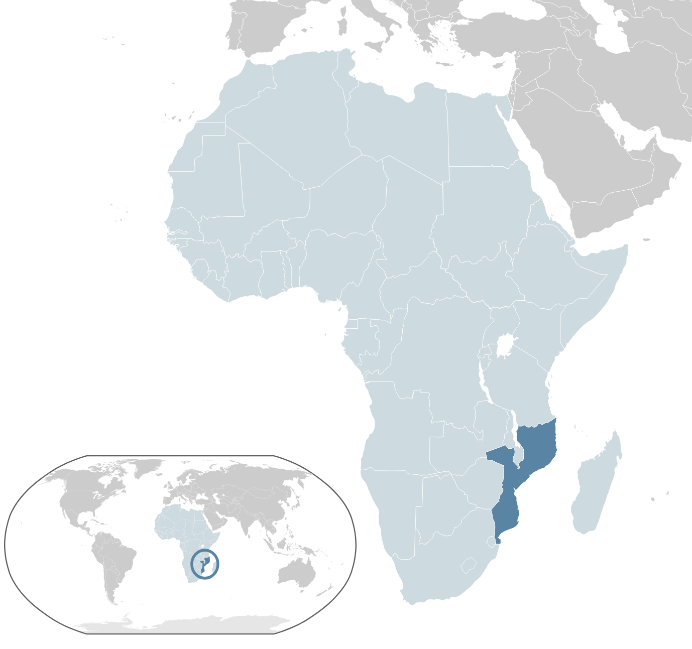 Lage Mosambiks in Afrika