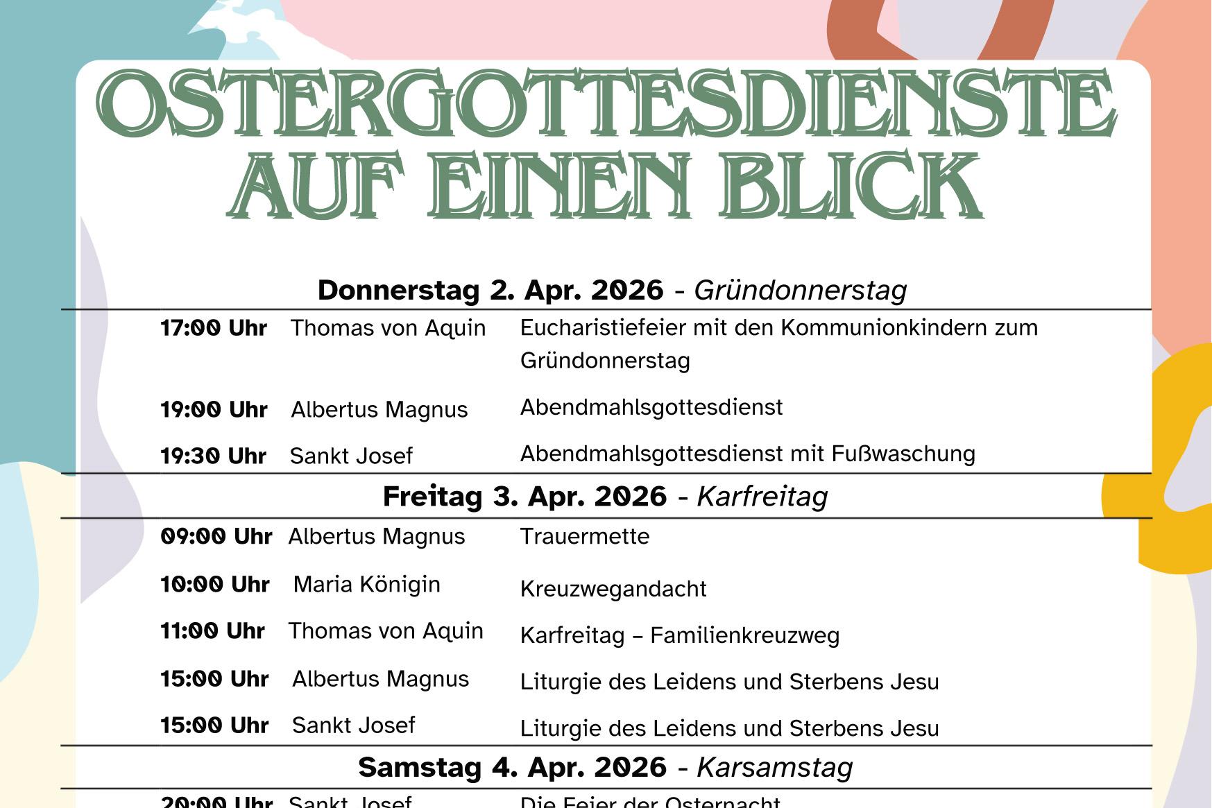 Ostergottesdienste 2026