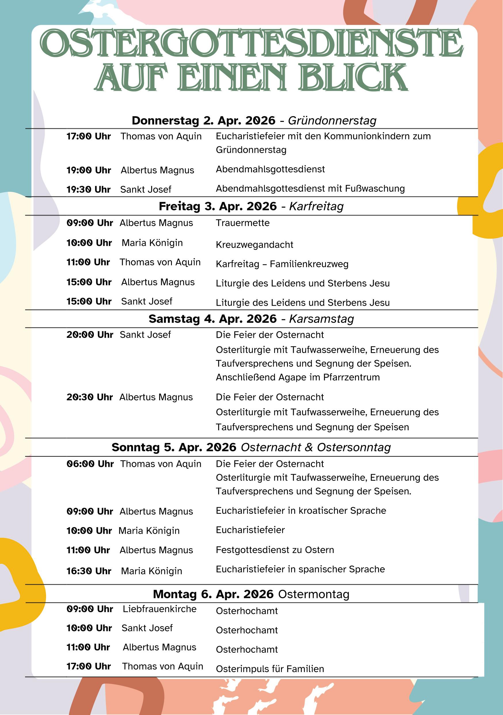 Ostergottesdienste 2026