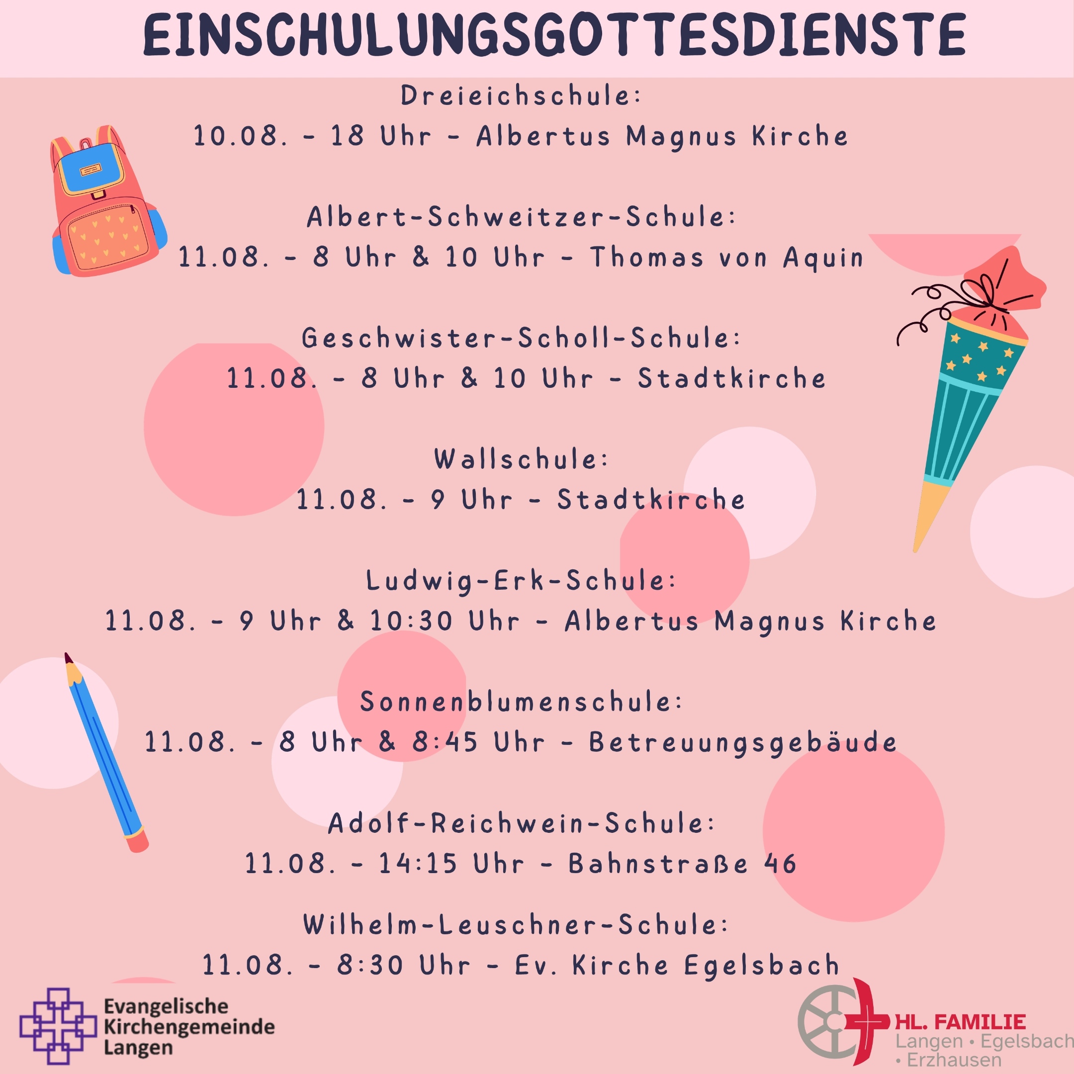 Plakat Einschulungsgottesdienste