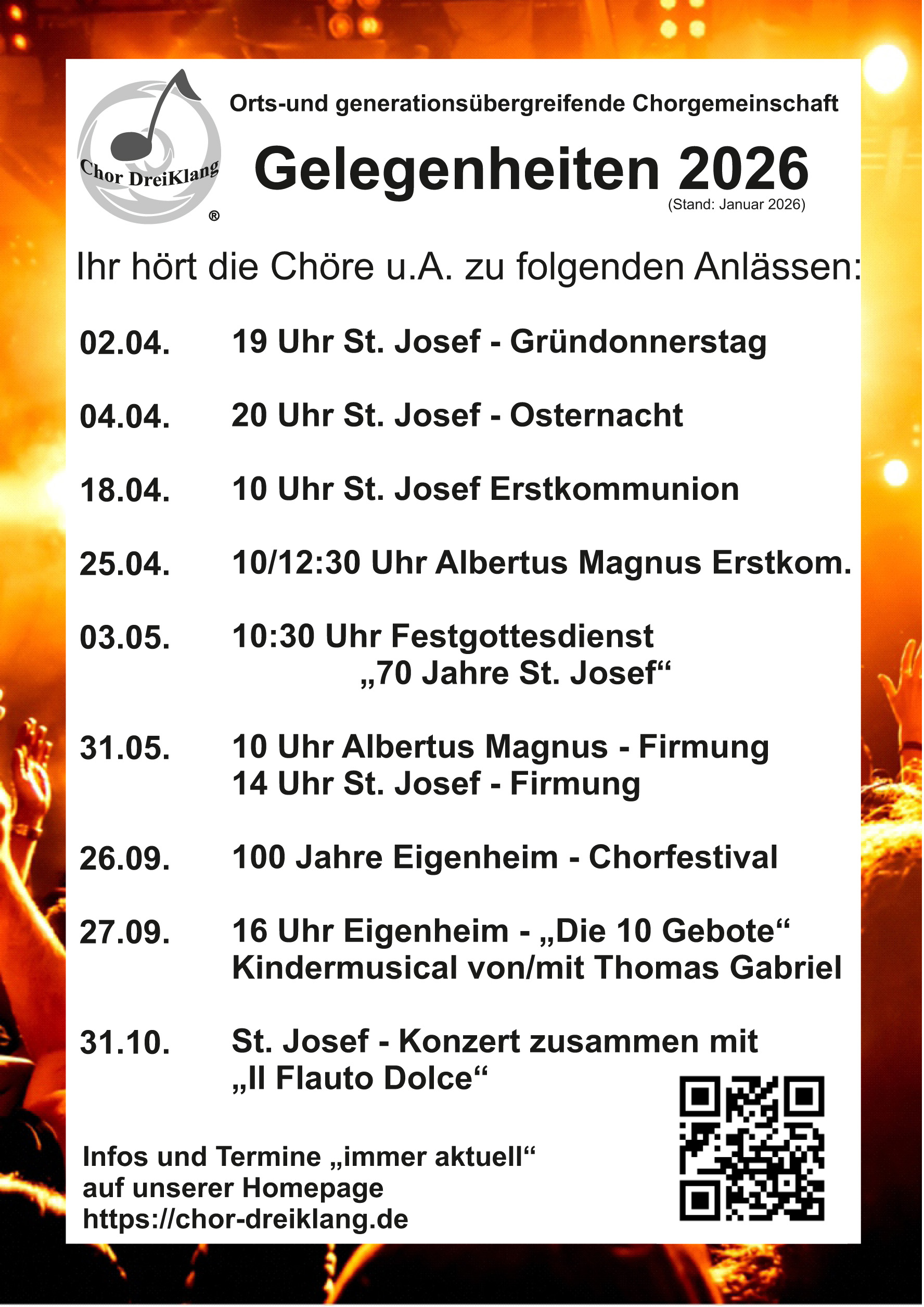 Termine 2026 Chor DreiKlang
