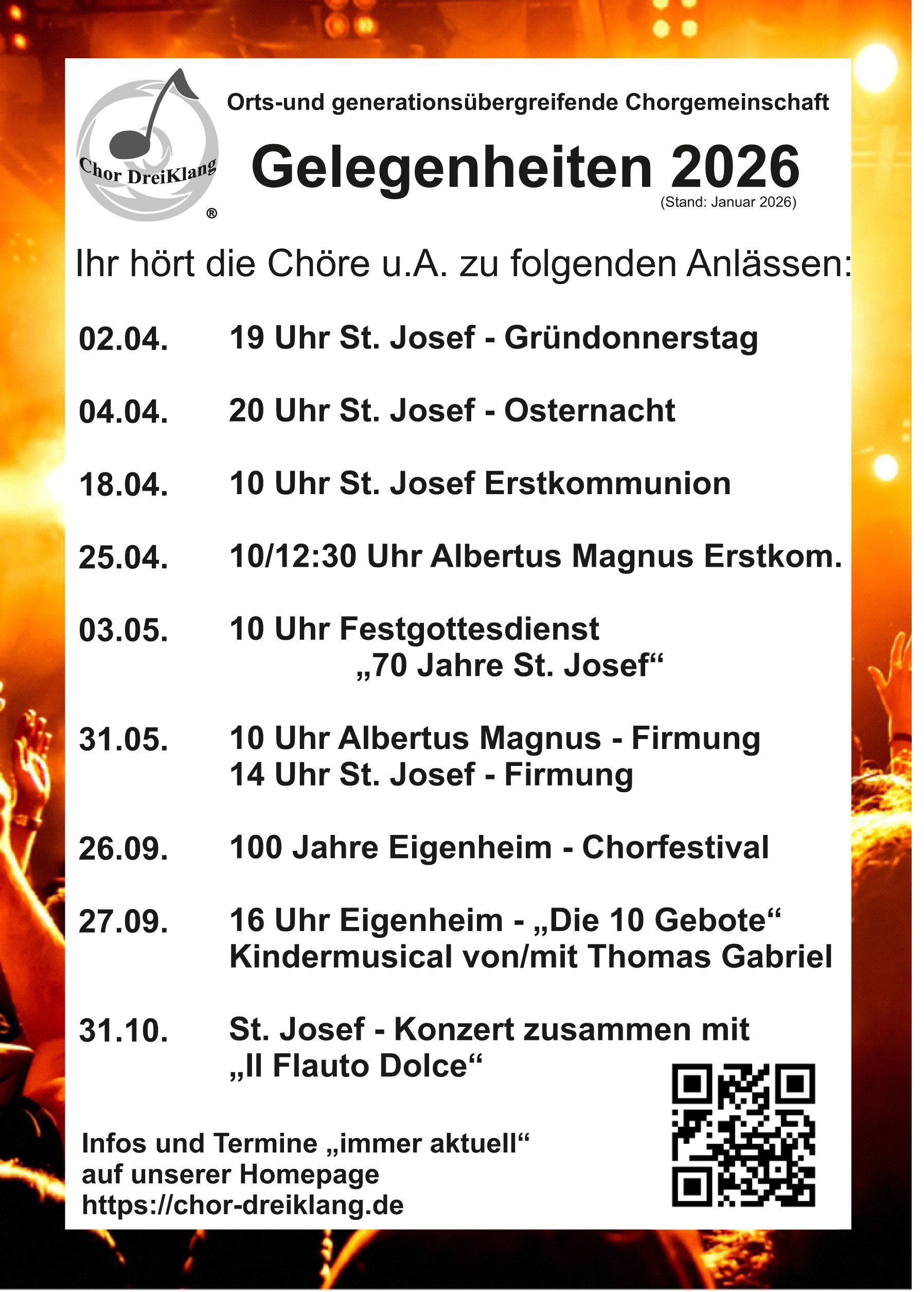 Termine 2026 Chor DreiKlang