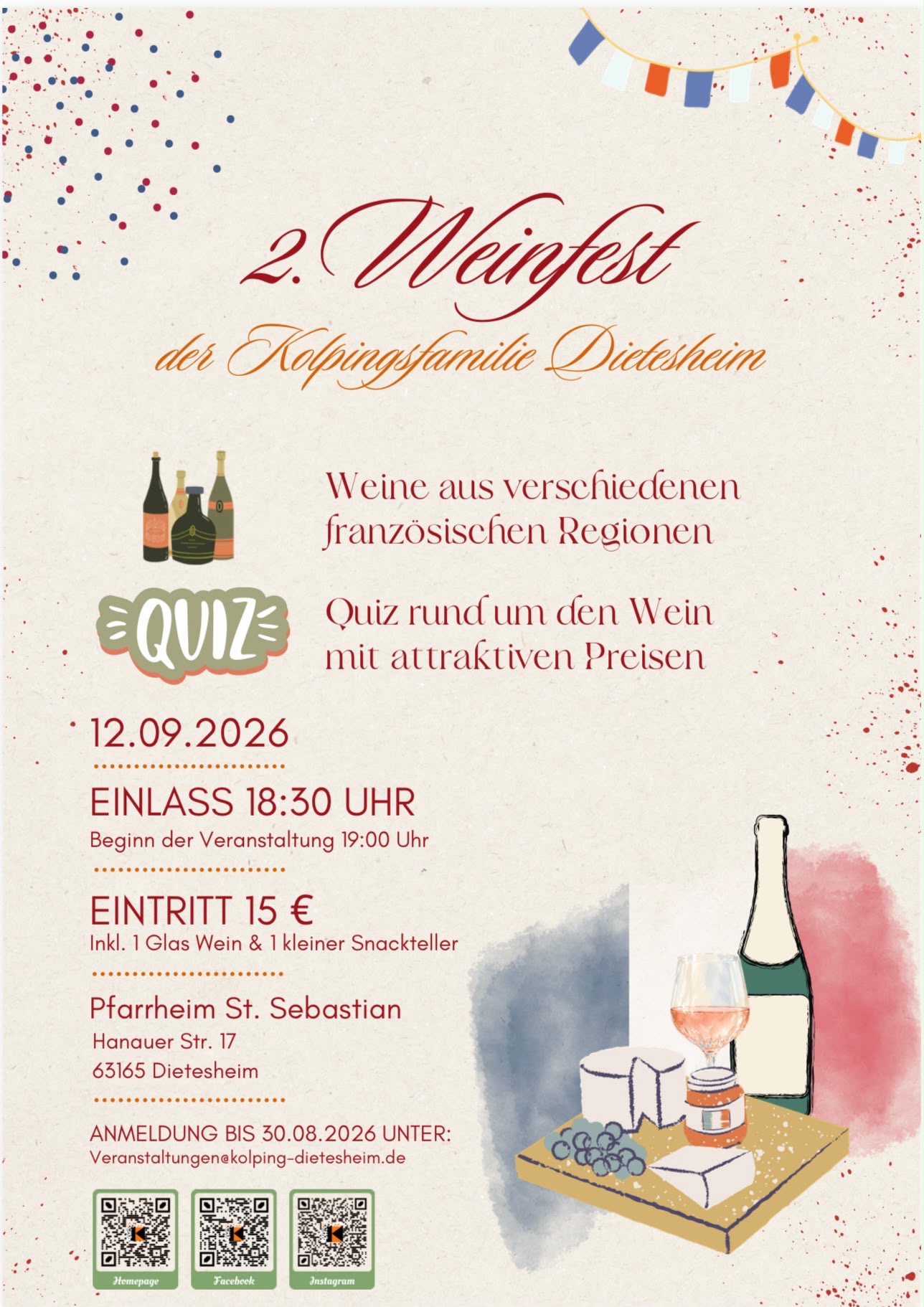 Plakat zur Veranstaltung 2. Weinfest Kolping Dietesheim
