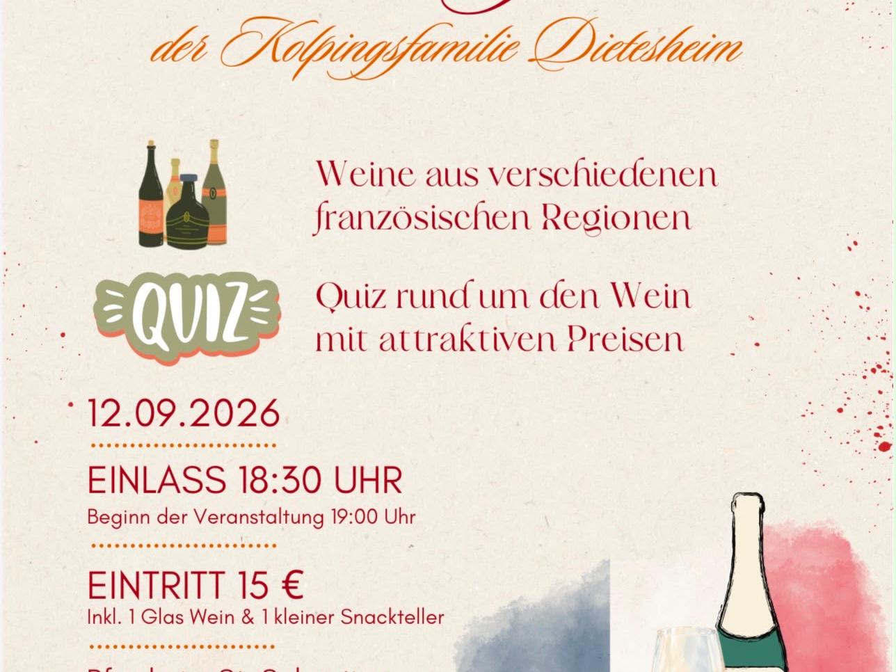 Plakat zur Veranstaltung 2. Weinfest Kolping Dietesheim