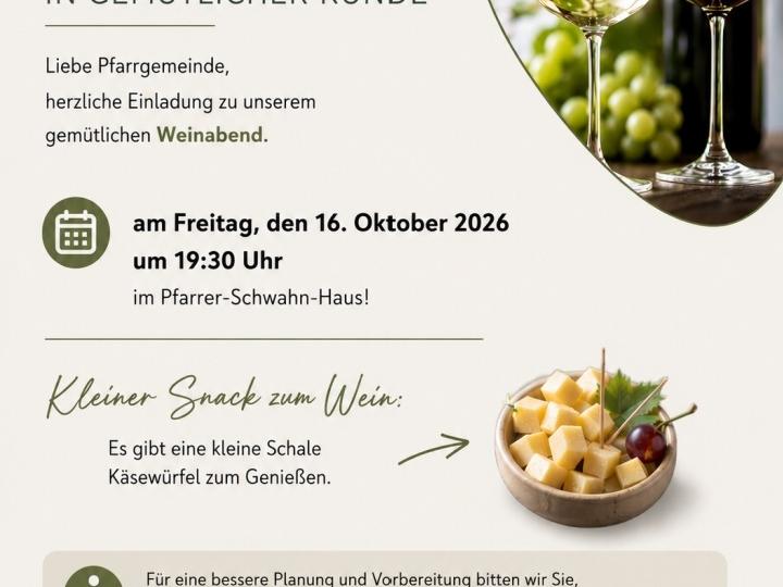 Plakat mit Werbung für den Weinabend in Hausen am 16.10.