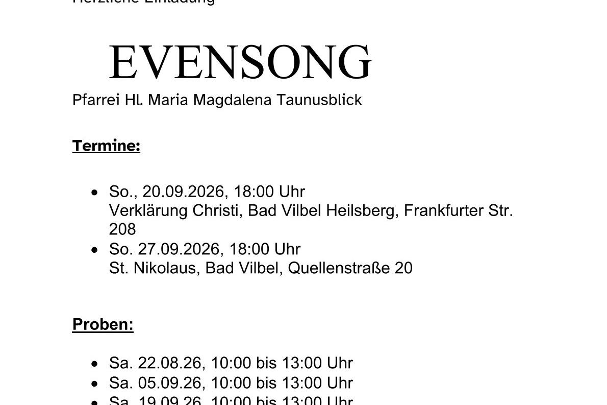 Einladung Evensong
