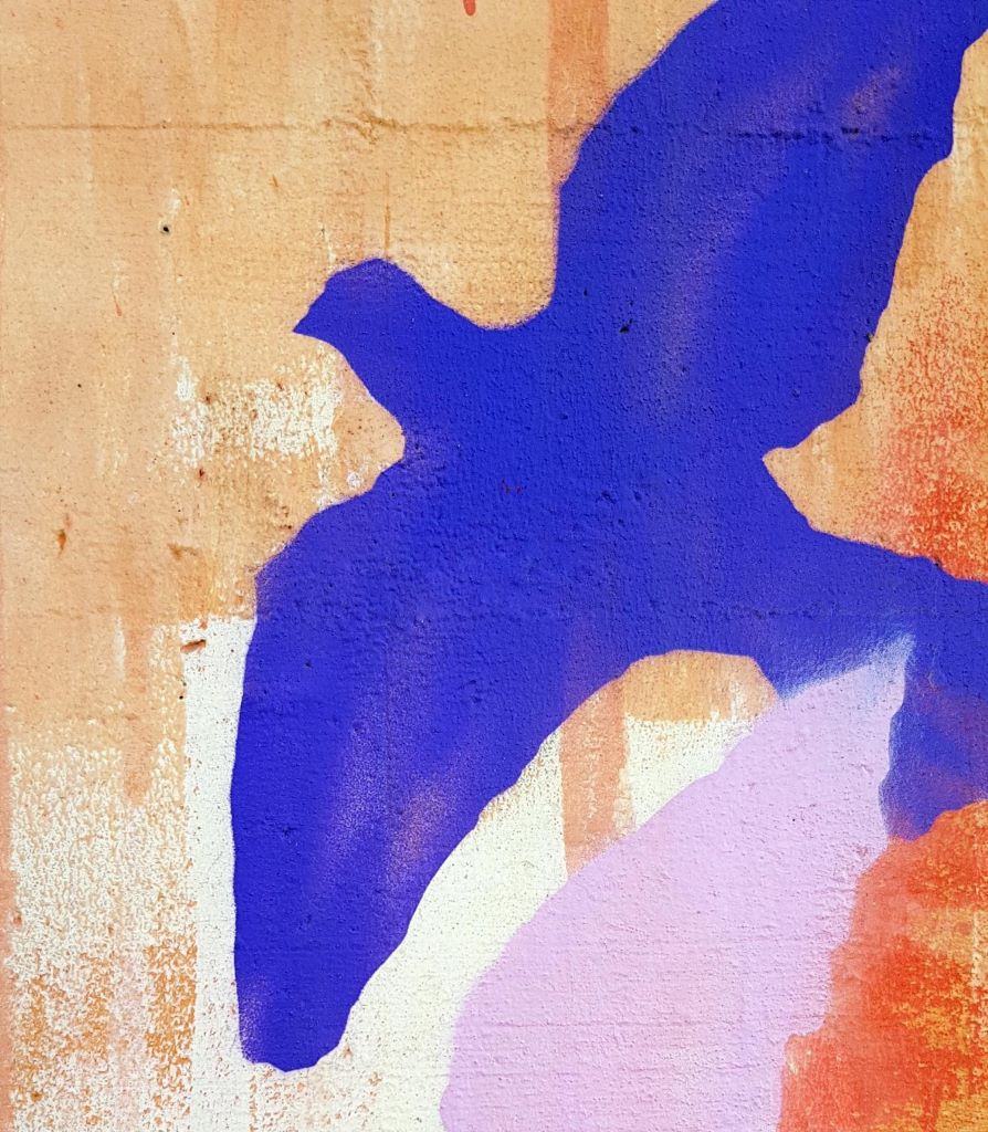 Kunstdruck Taube in blau