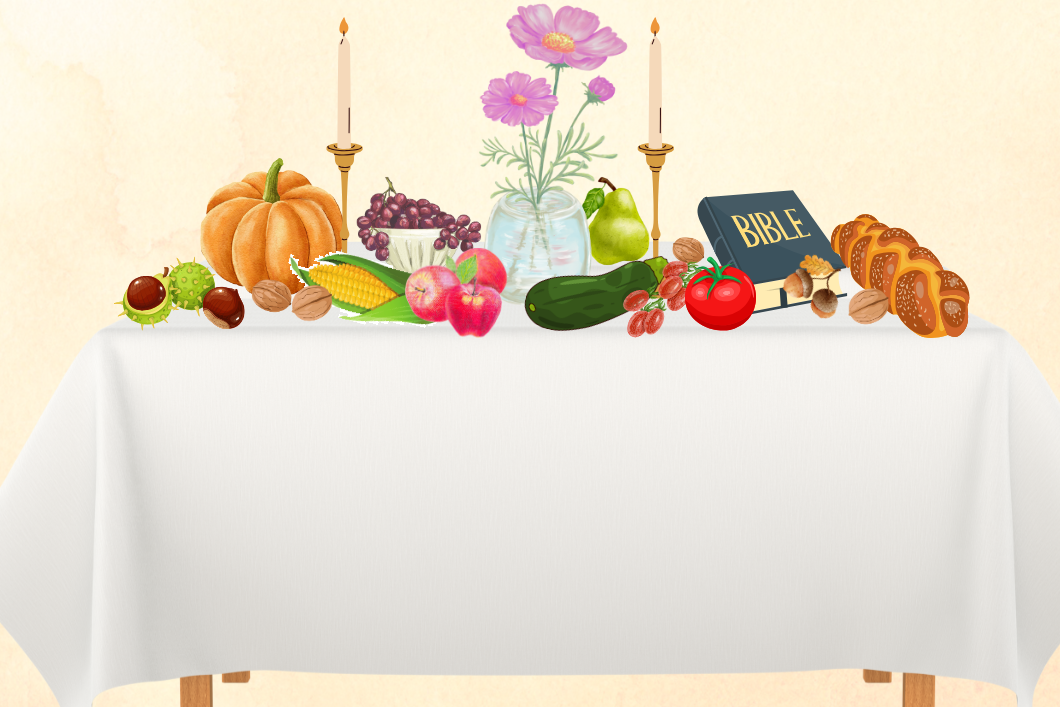 Gedeckter Erntedank-Tisch