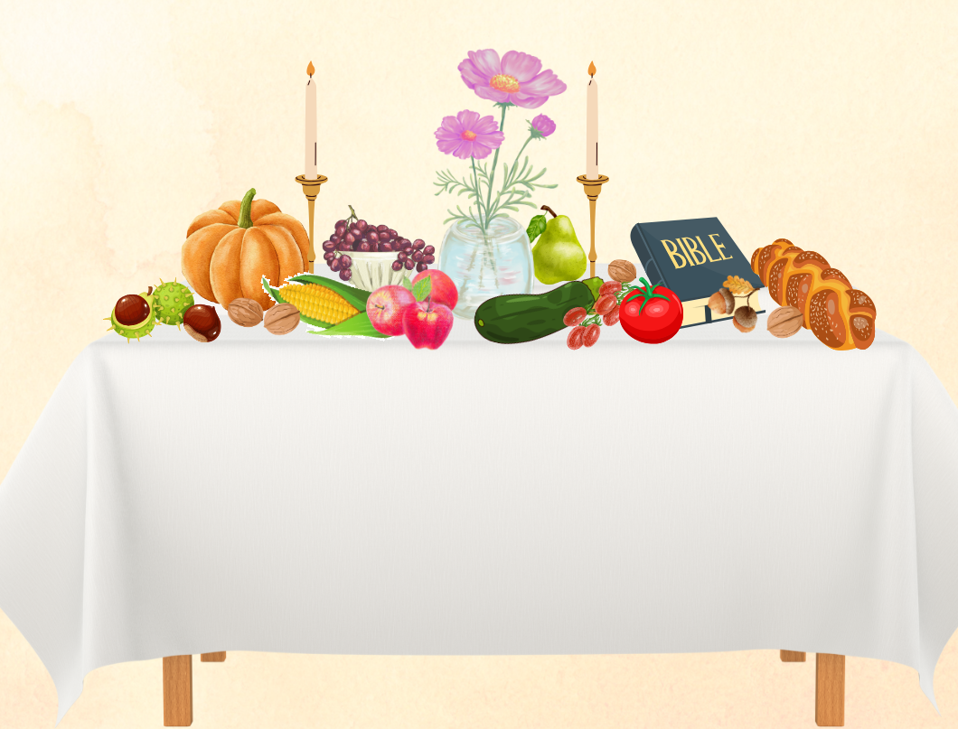 Gedeckter Erntedank-Tisch