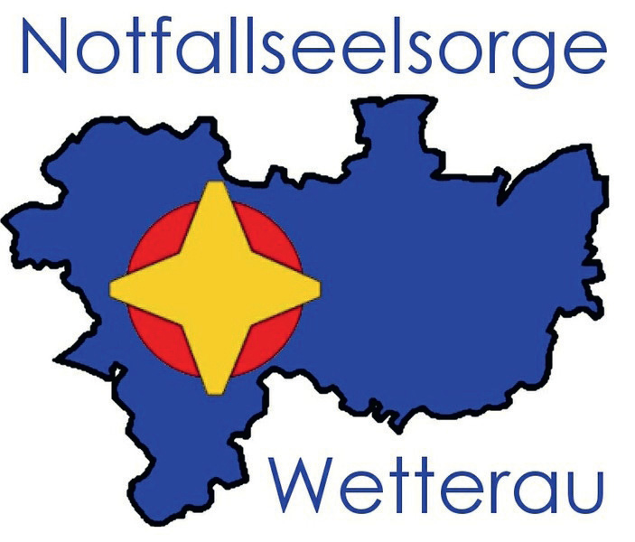 Umriss des Landkreises Wetterau, darauf gelber Stern auf rotem Kreis.