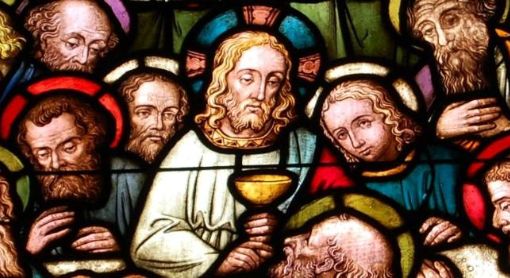 Kirche St. Gordianus, KH-Planig, Chorfenster Abendmahl