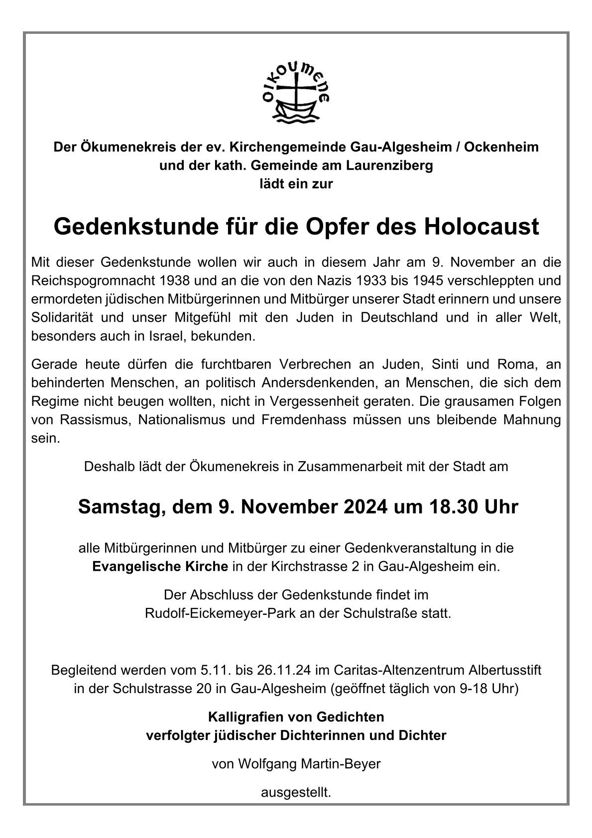 2024 Sept. Plakat Holocaust-Gedenken