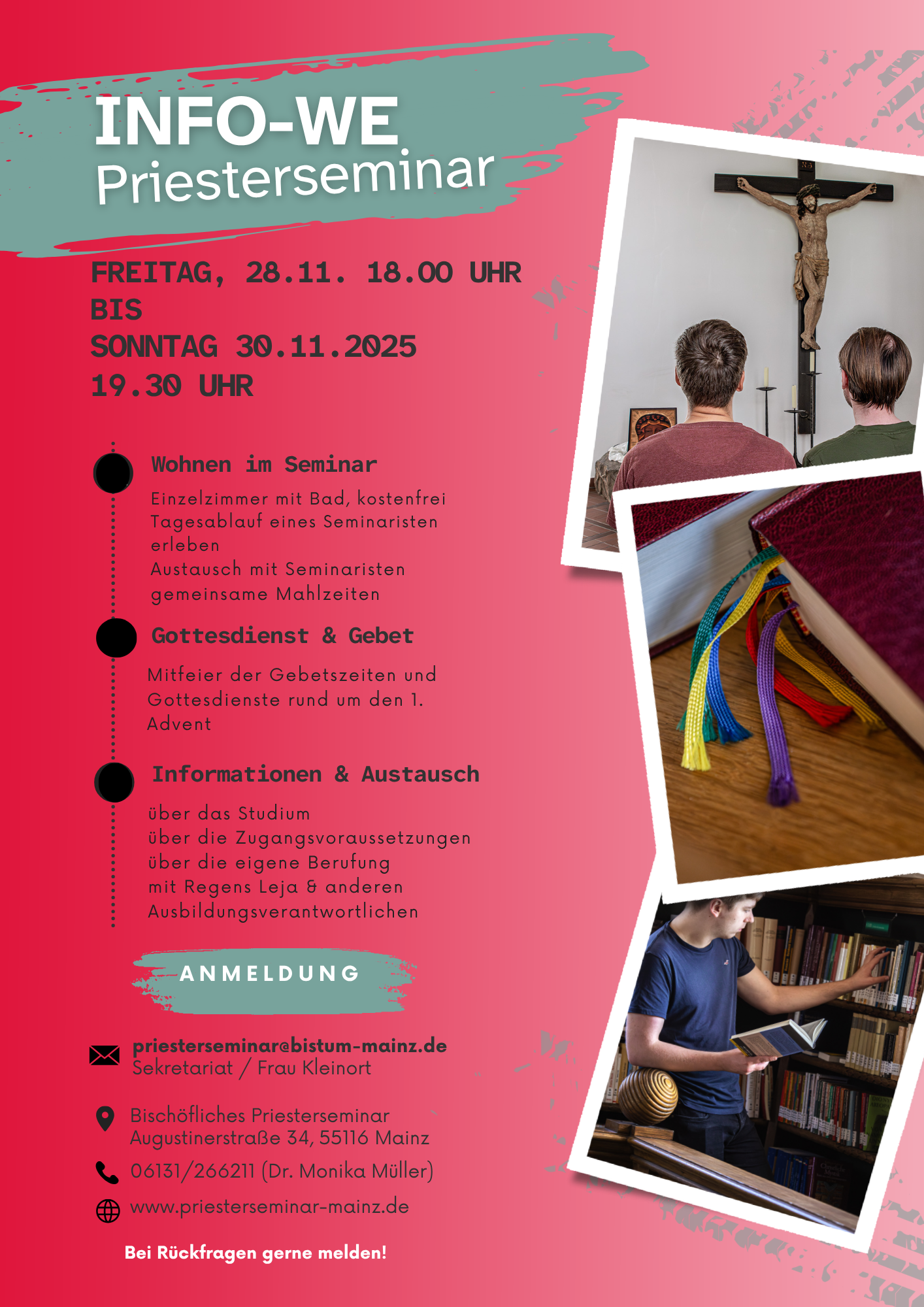 Das Priesterseminar in Mainz lädt zu einen Info-Wochenende ein.