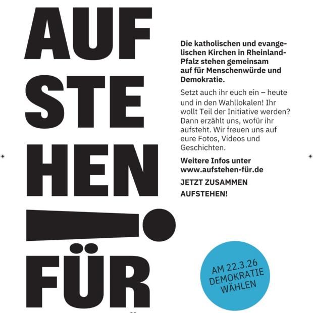 Plakat zur Kampagne Aufstehen f. Demokratie und Menschenwürde