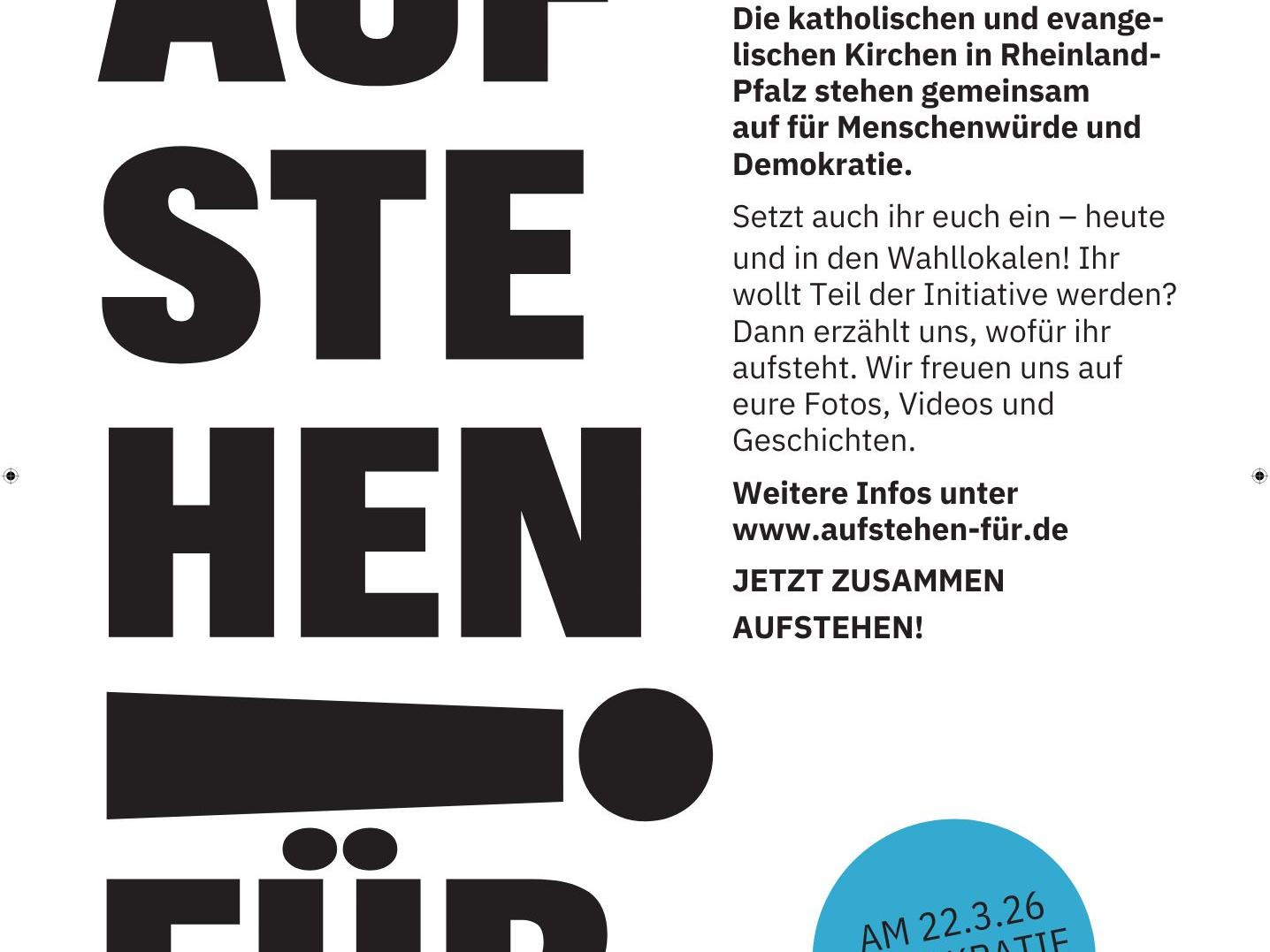 Plakat zur Kampagne Aufstehen f. Demokratie und Menschenwürde