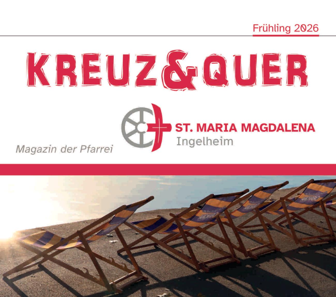 Auf dem Titelbild des Pfarrmagazins sind Liegestühle in der untergehenden Sonne zu sehen, Thema: Wenn ich nicht mehr da bin ...