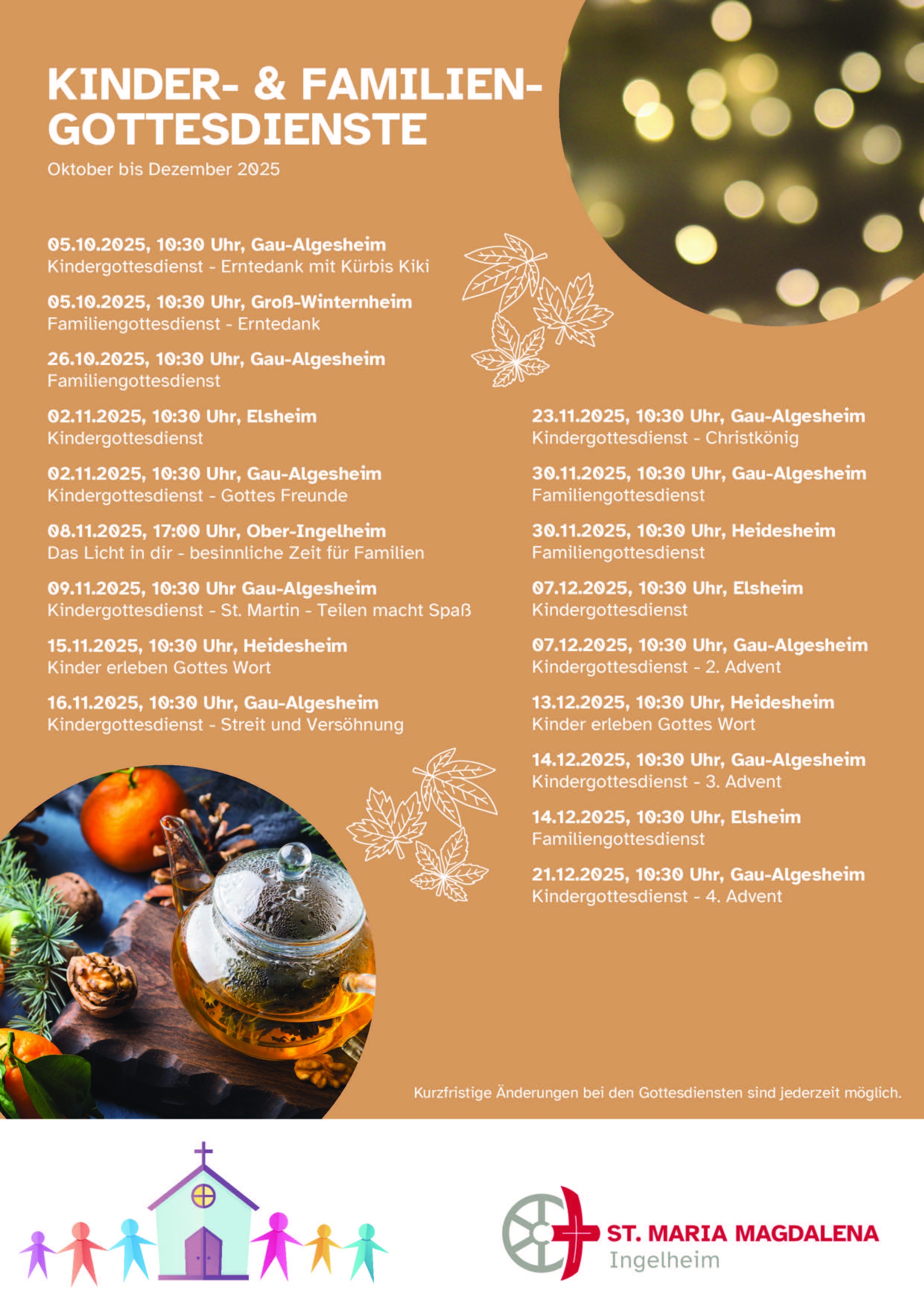 Übersicht der Kinder- und Familiengottesdienste im 4. Quartal