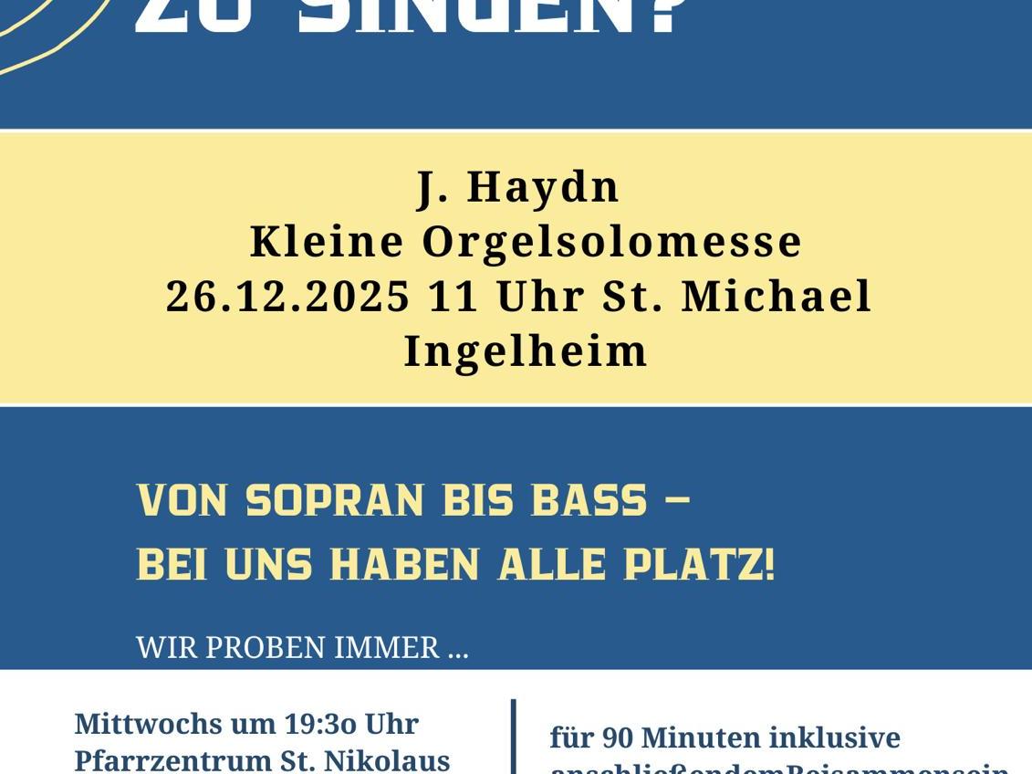 Kirchenchor St. Michael Ingelheim sucht Sängerinnen und Sänger