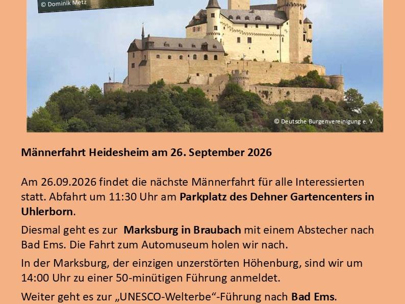 Männerfahrt Heidesheim September 2026