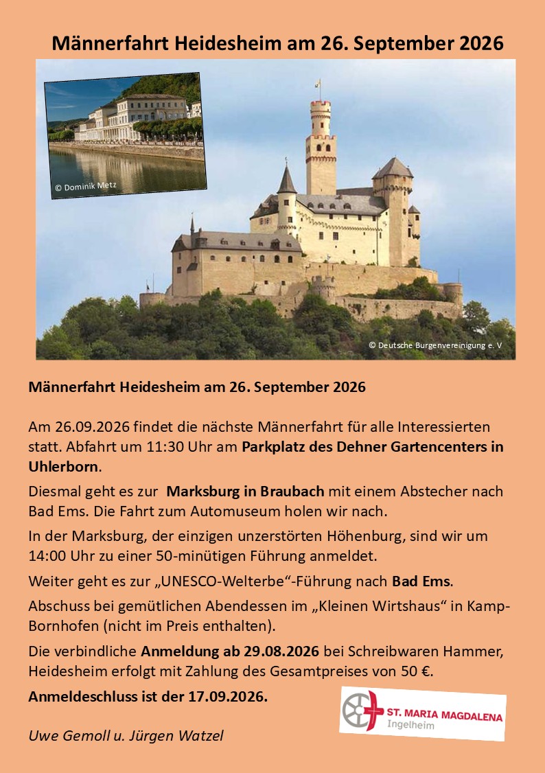 Männerfahrt Heidesheim September 2026
