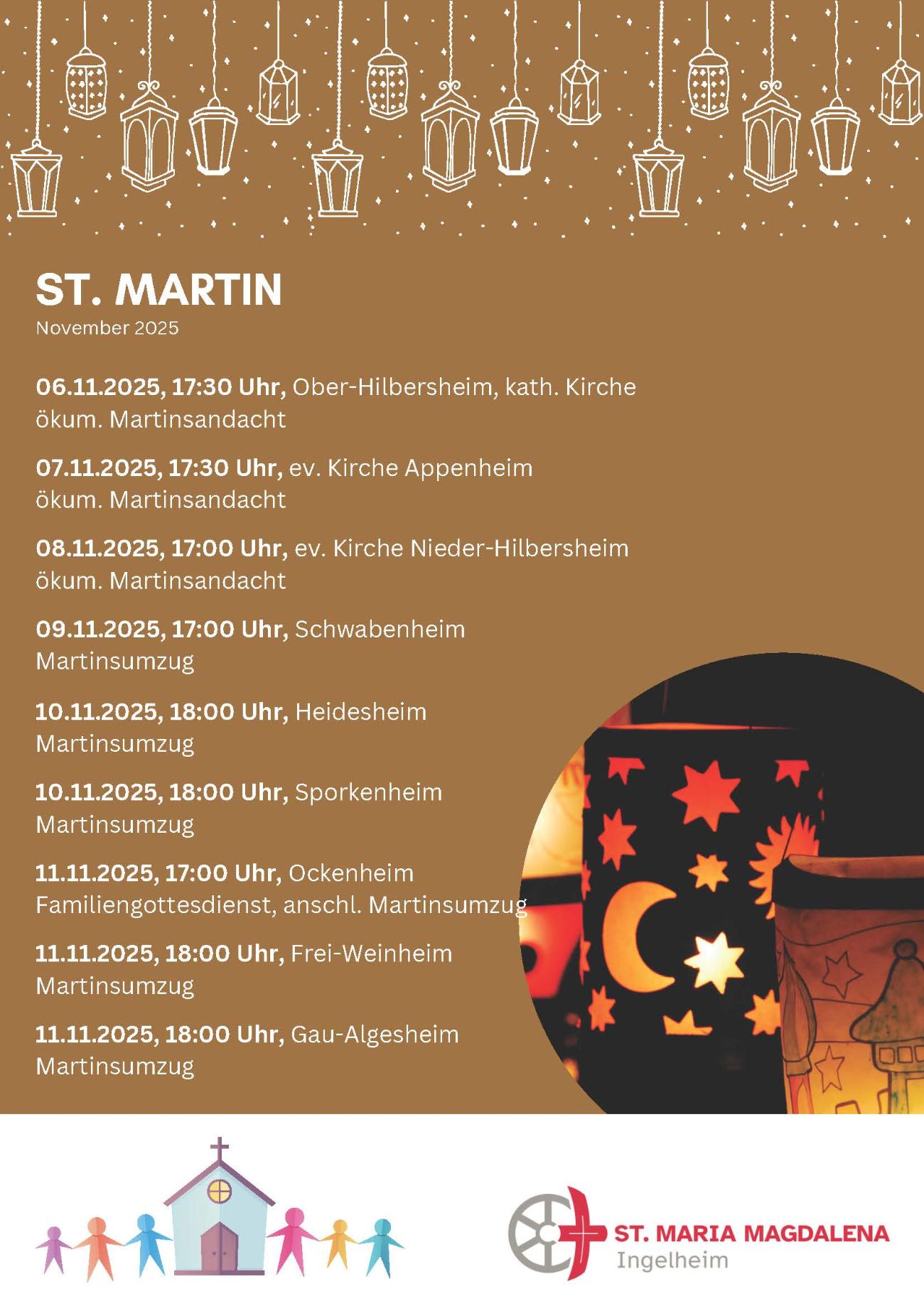 Auf dem Plakat sind alle Termine unserer Pfarrei rund um St. Martin zusammengestellt.
