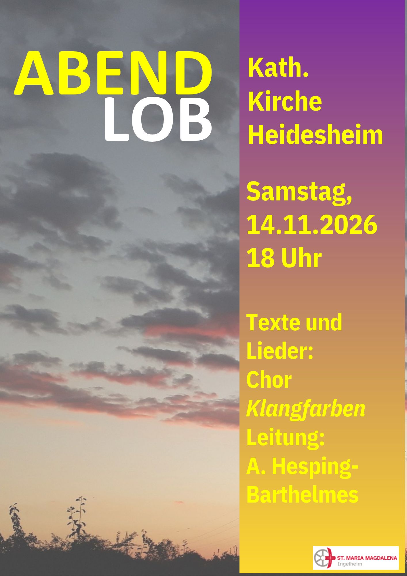 Abendlob in Heidesheim am 14.11.2026
