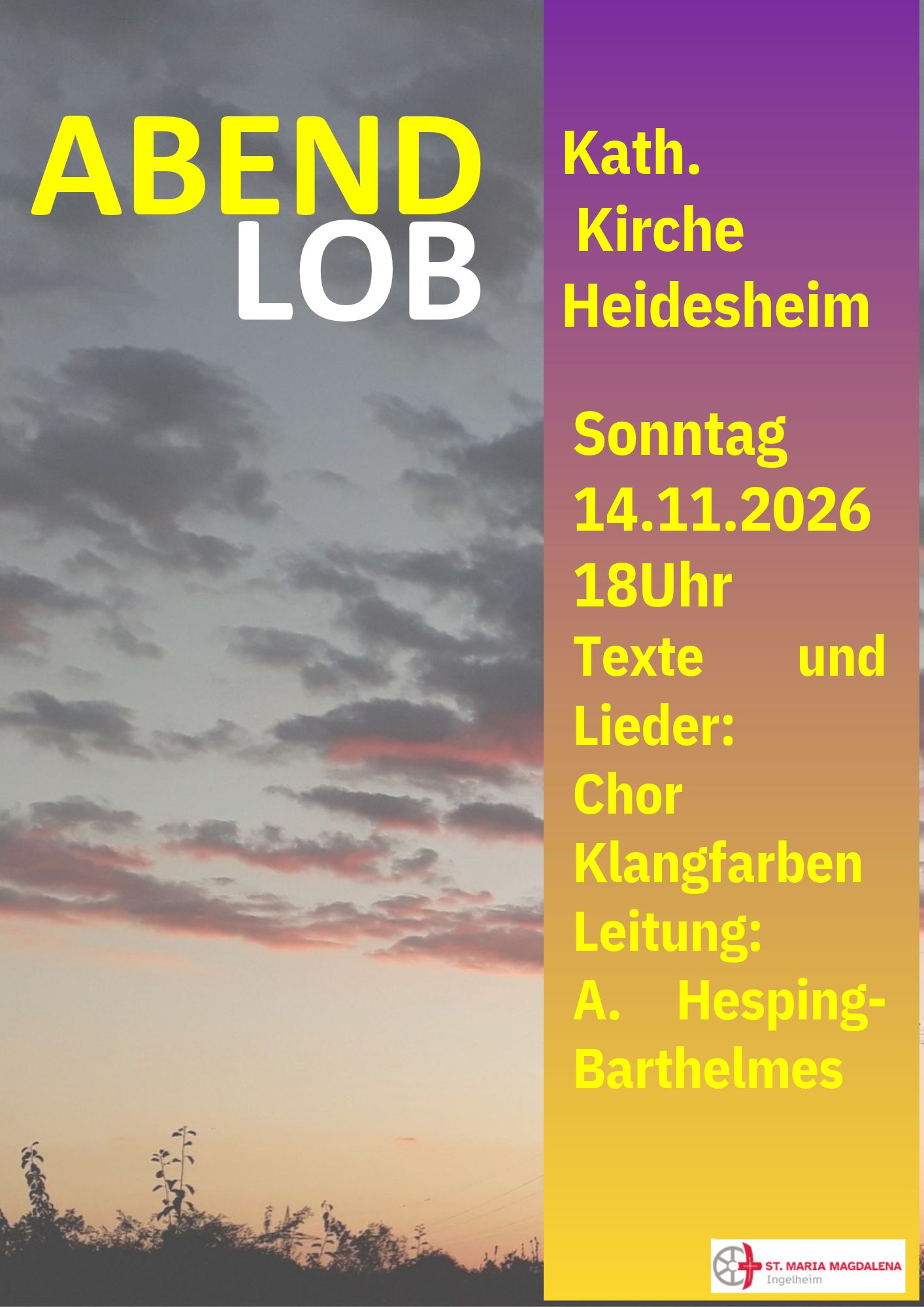 Einladung Abendlob im November 2026